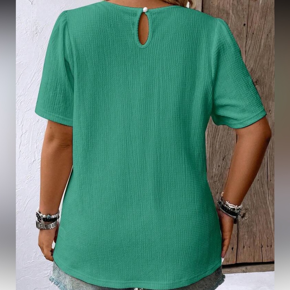 Green Ribbed Relaxed Blouse - Picture 3 of 6